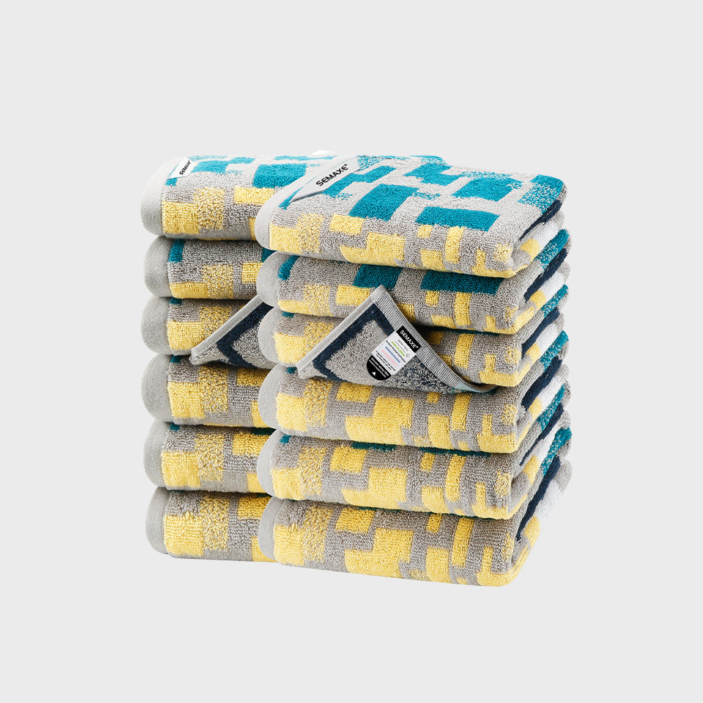 12-piece Patterned Hand Towel Set with Hanging Loop