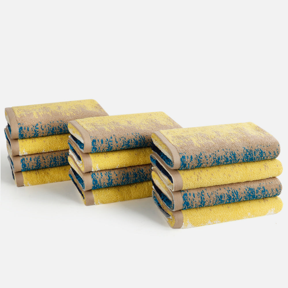 Bring the seaside home with our Beach series 12-piece hand towel set. Each towel measures 40cm x 70cm and features sandy yellows and ocean blues, perfect for creating a refreshing beach-like atmosphere in your washroom.