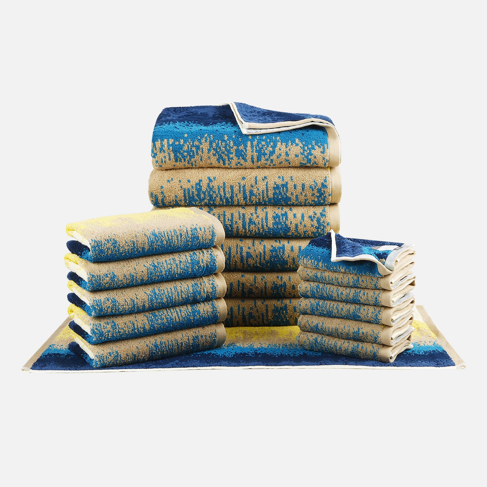 18-piece Bath Towel Set with Pattern, Hanging Loop