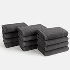 Comes with 12 hand towels, each measuring 40cm x 70cm. Their neutral gray color matches any modern bathroom, providing a sophisticated look.