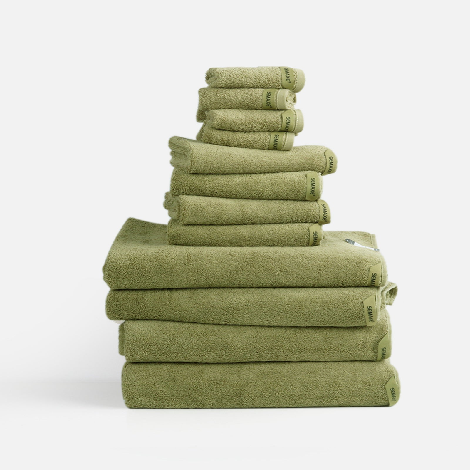 12-piece Cotton Bath Towel Set with Hanging Loop