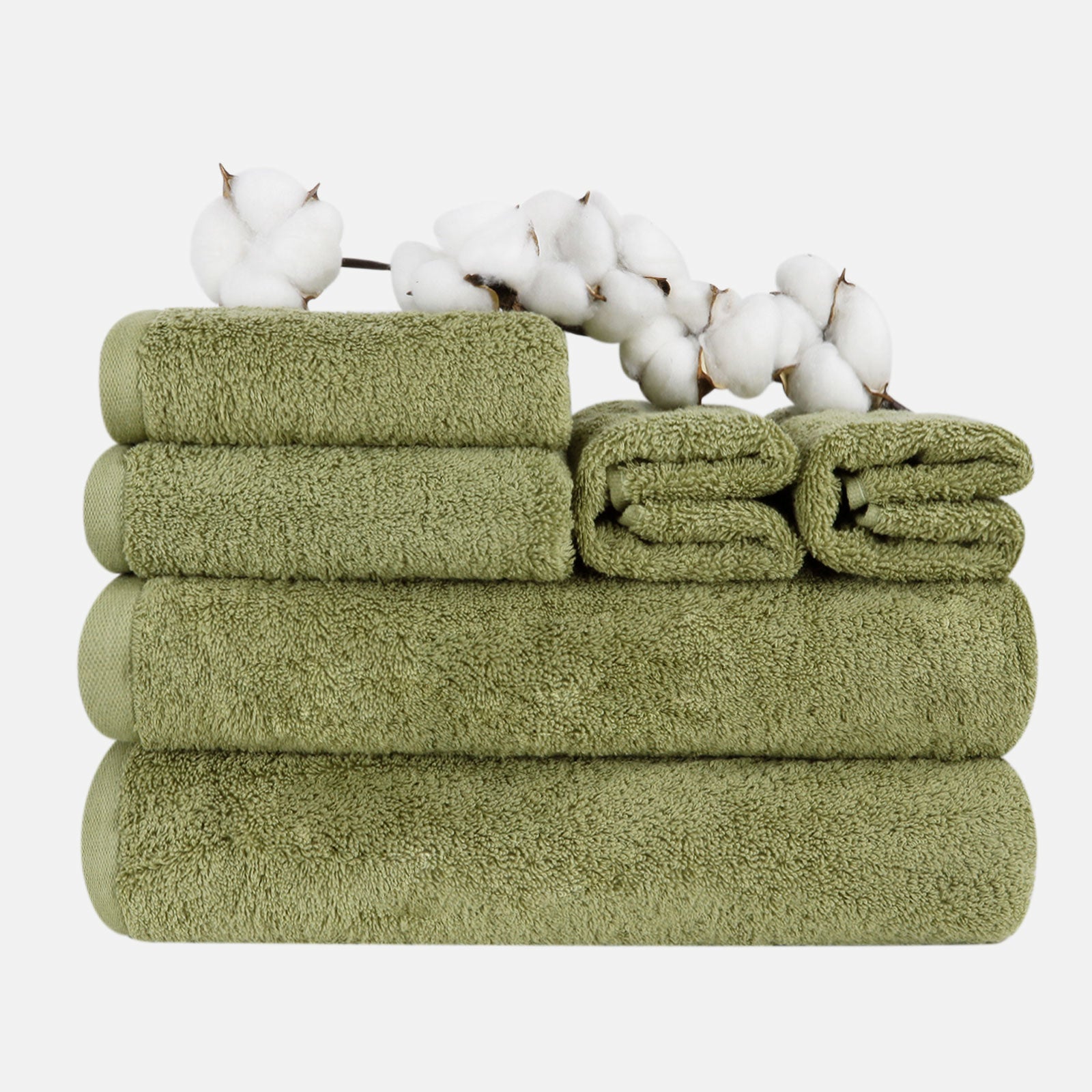 6-piece Cotton Bath Towel Set with Hanging Loop