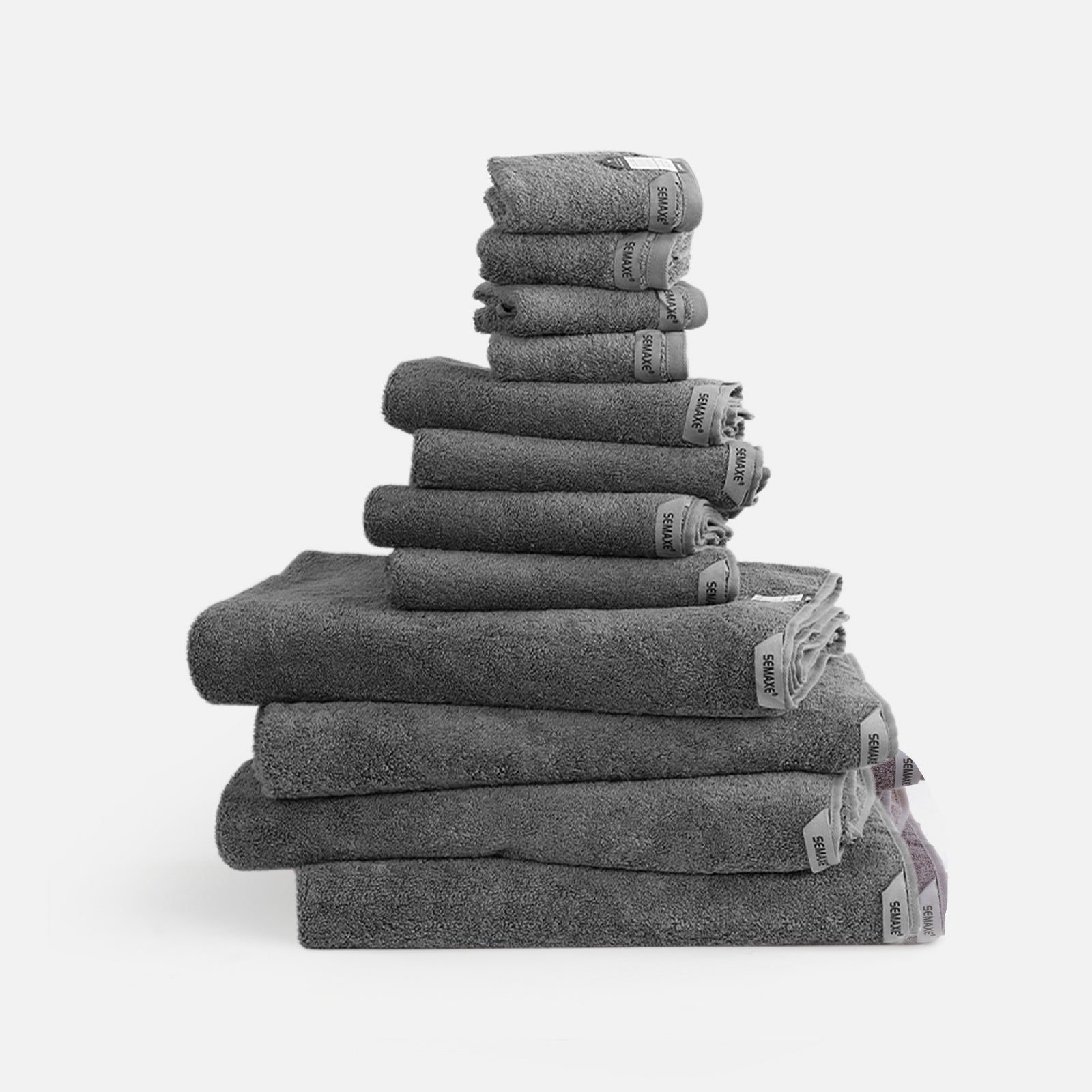 12-piece Cotton Bath Towel Set with Hanging Loop