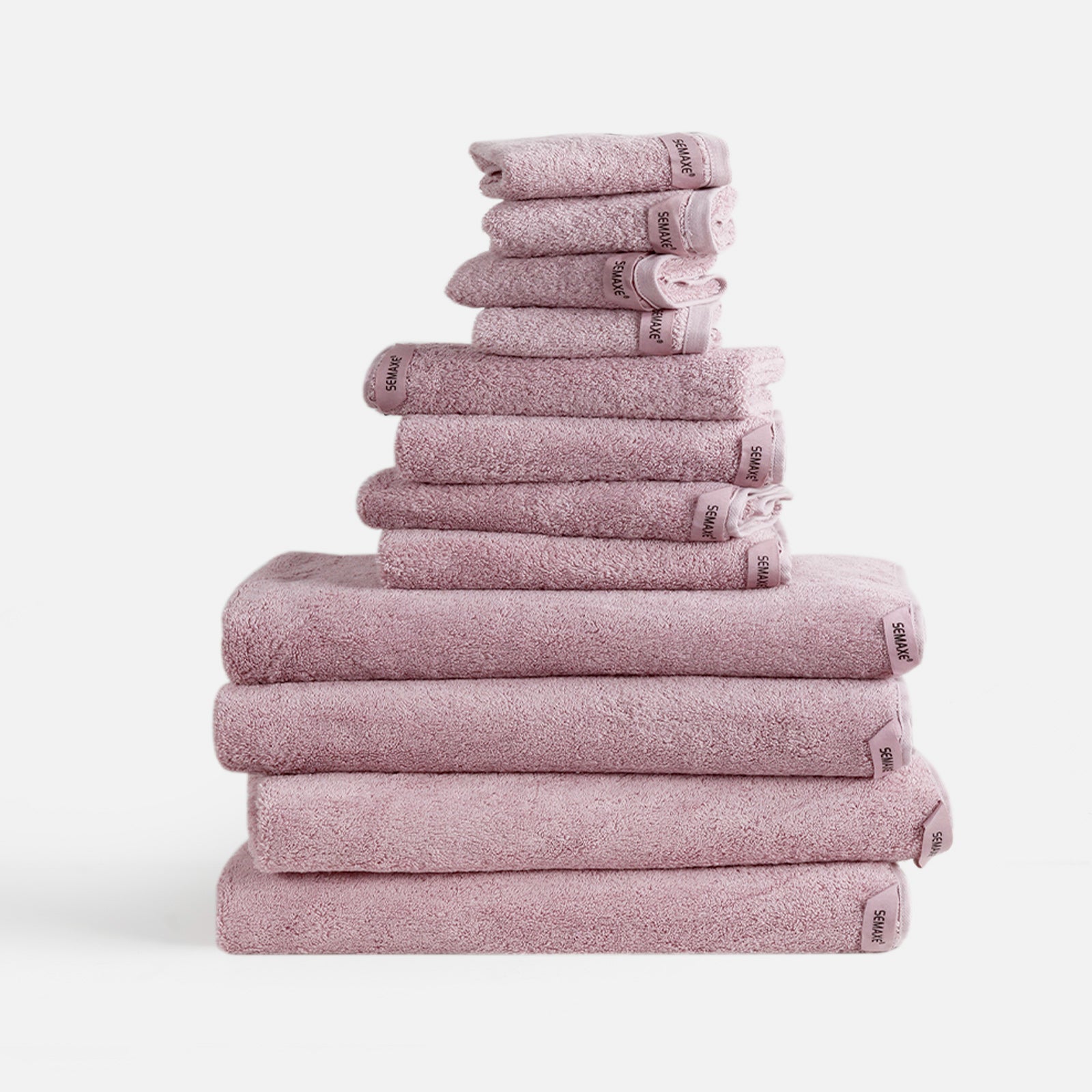 12-piece Cotton Bath Towel Set with Hanging Loop