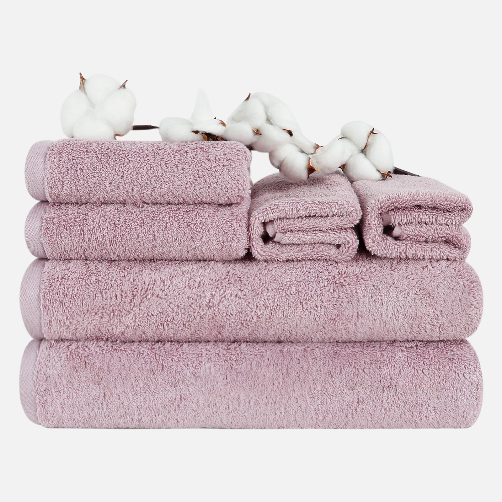 6-piece Cotton Bath Towel Set with Hanging Loop