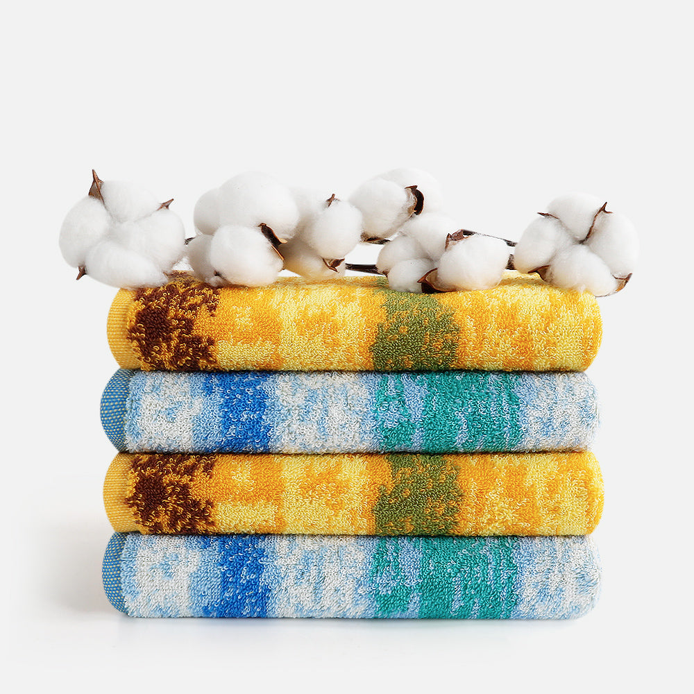 Bask in the golden warmth of SEMAXE's Wheatfield Hand Towel Set, offering a quartet of hand towels (70x40 cm each) that evoke the vibrant hues of a sunlit wheatfield. These towels are meticulously crafted from luxurious 100% cotton, providing unmatched softness and excellent moisture absorption. The rich, golden yellow and earthy tones create a picturesque scene right in your bathroom, blending everyday functionality with the rustic charm of a wheat harvest.