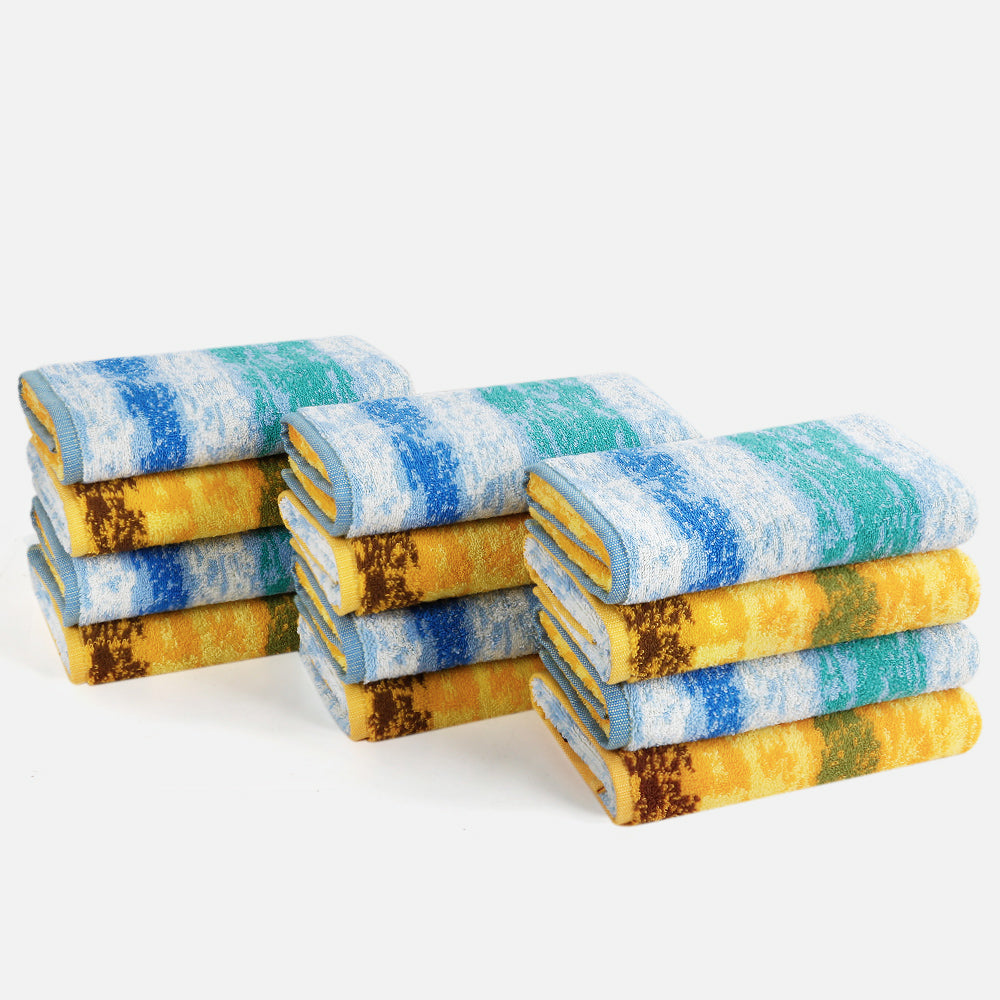 Embrace the warmth of the countryside with our Wheat Field series 12-piece hand towel set. Each towel measures 40cm x 70cm and showcases golden yellows and earthy tones, reminiscent of a sunlit wheat field, adding a cozy feel to your daily routine.