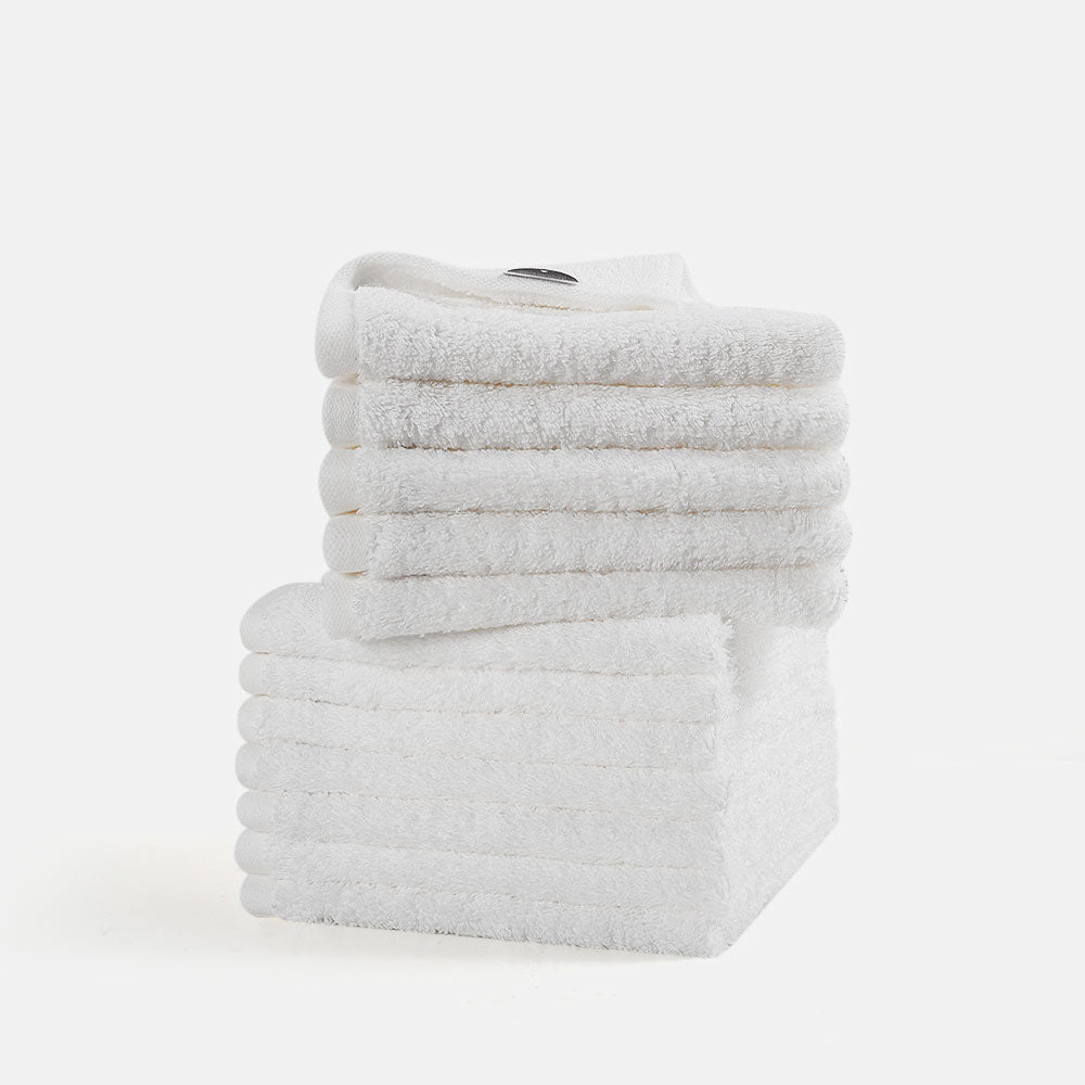 Classic white washcloth set from SEMAXE, 12 count, ideal for kitchen use or as tea towels, featuring soft and hygienic cotton.