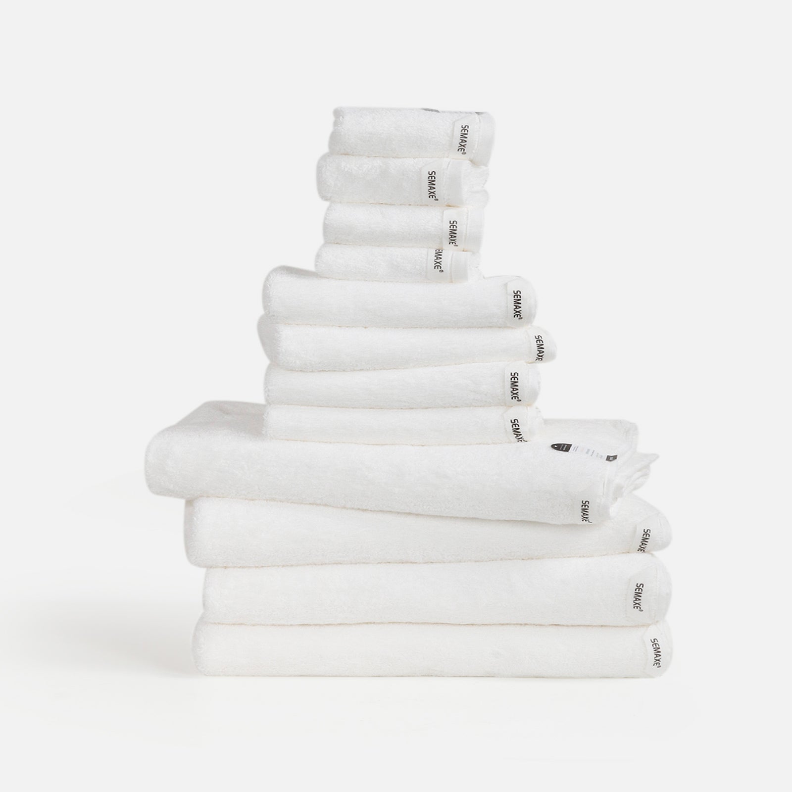 12-piece Cotton Bath Towel Set with Hanging Loop