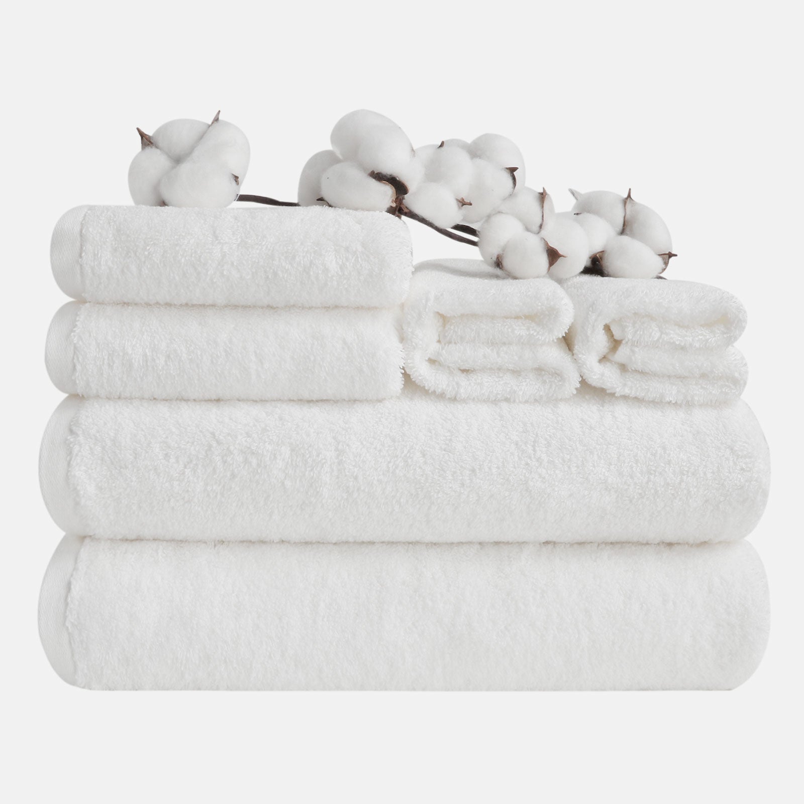 6-piece Cotton Bath Towel Set with Hanging Loop