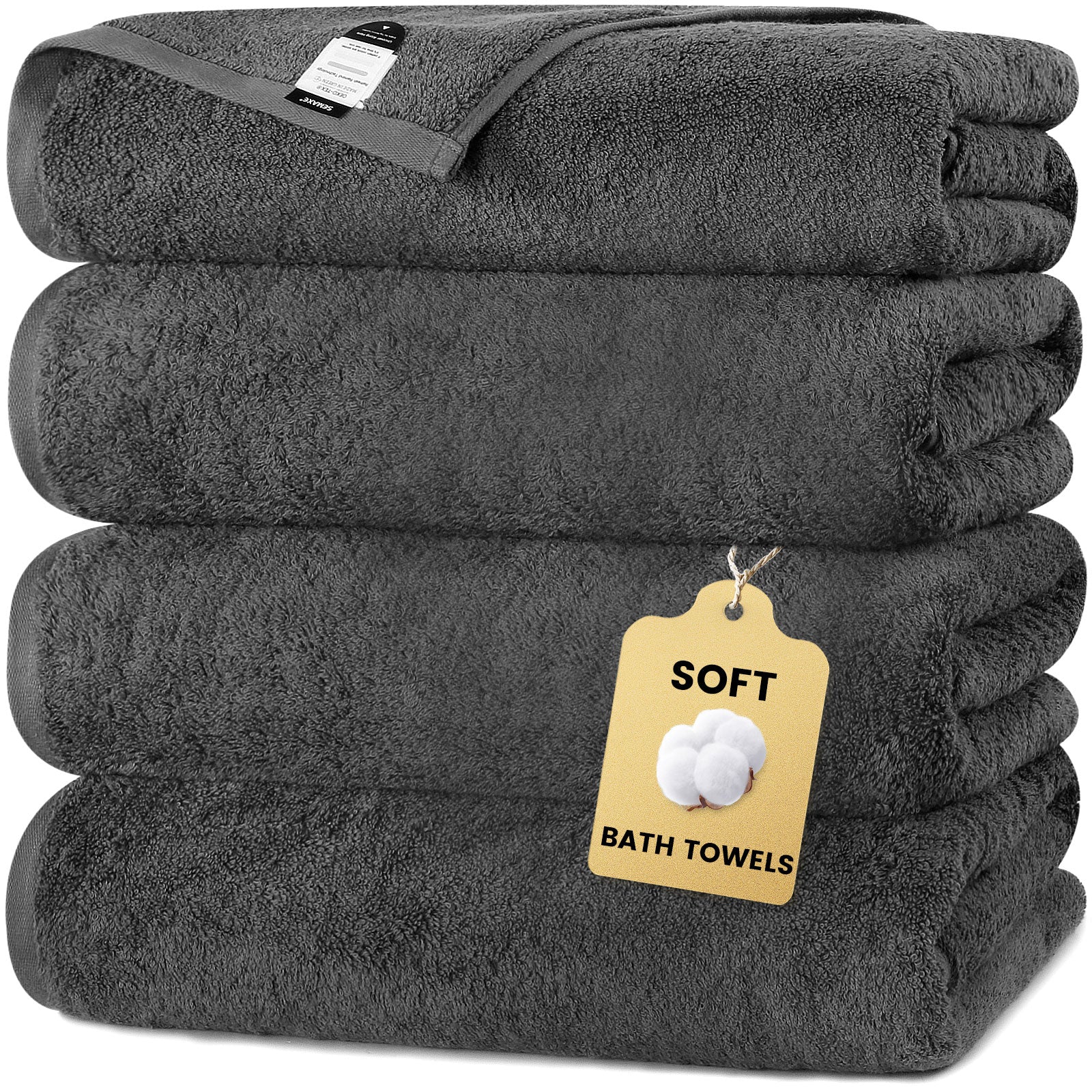 Combed Cotton Bath Towel with Hanging Loop 4 packed