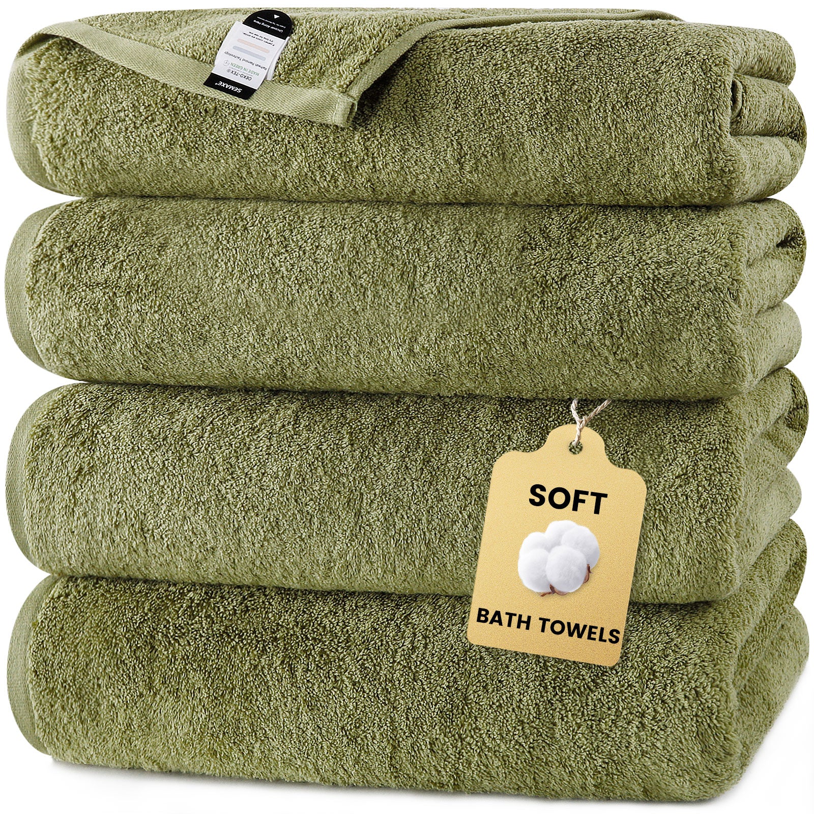 Combed Cotton Bath Towel with Hanging Loop 4 packed