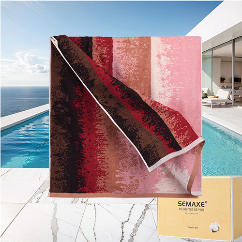 Artistic patterned pool towels come in an elegant gift box