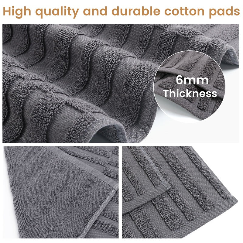 Relish the refined quality of SEMAXE's grey cotton bath mat, designed with a 6mm thickness that ensures plush comfort and longevity. The intricate weave and robust texture offer a combination of luxury and practicality, making it a premium choice for any modern home
