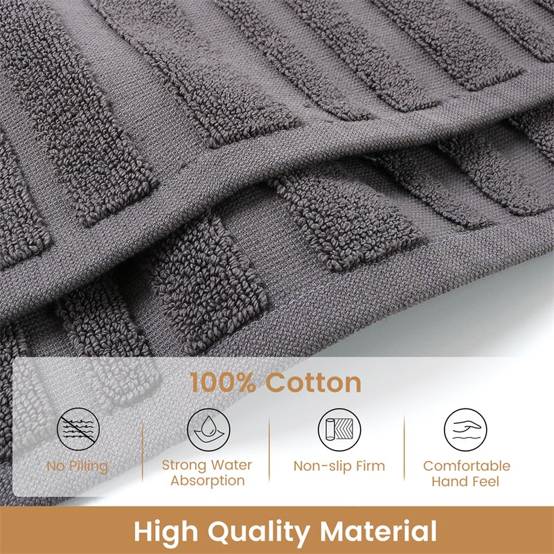 Indulge in the luxurious feel of SEMAXE's grey cotton bath mat, crafted from 100% cotton for unmatched comfort and durability. With its strong water absorption, no-pilling design, non-slip backing, and comfortable hand feel, this mat combines everyday functionality with elegant sophistication.