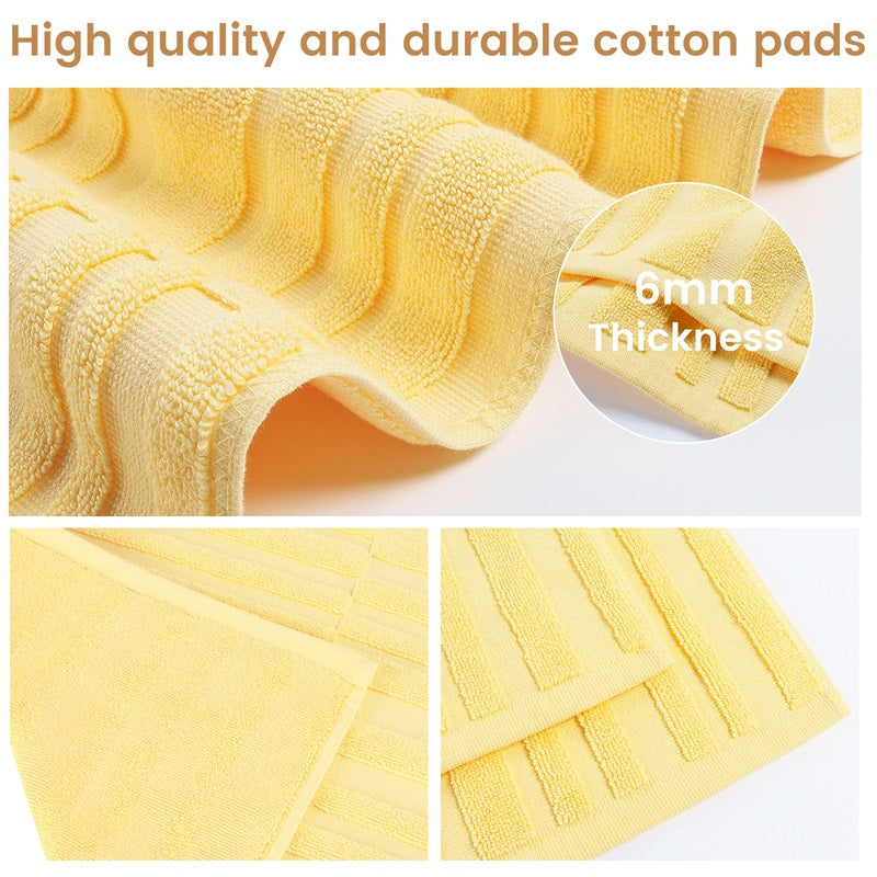 Detailed view of SEMAXE high-quality and durable yellow cotton bath mat, featuring a close-up of the 6mm thickness and textured weave, emphasizing the mat's durability and superior craftsmanship.