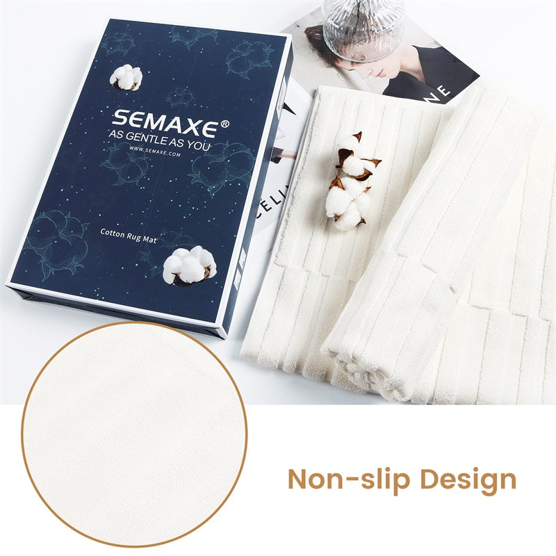 Unwrap the elegance of SEMAXE's white bath mat, beautifully packaged in a stylish gift box that features a non-slip design for added safety. The mat combines functionality with aesthetic appeal, making it a perfect gift for anyone who values both style and practicality in their home essentials