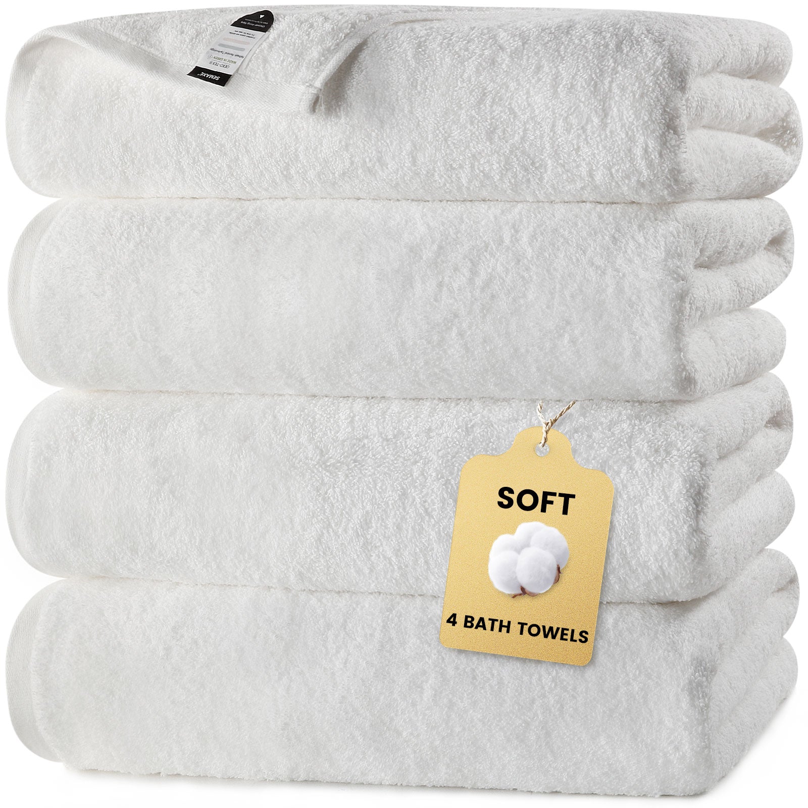 Combed Cotton Bath Towel with Hanging Loop 4 packed