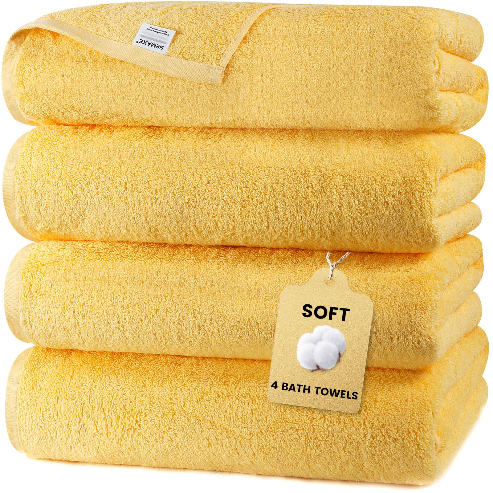 Combed Cotton Bath Towel with Hanging Loop 4 packed