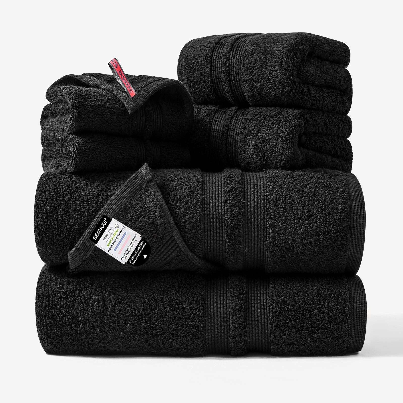 Thick & Fluffy Cotton 6-Piece Towel Set with Hanging Loop - 600GSM