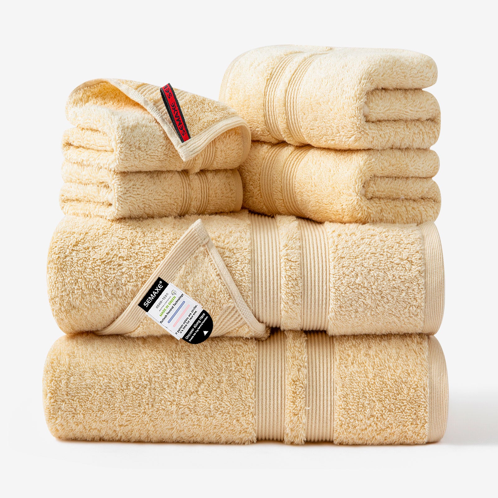 Thick & Fluffy Cotton 6-Piece Towel Set with Hanging Loop - 600GSM