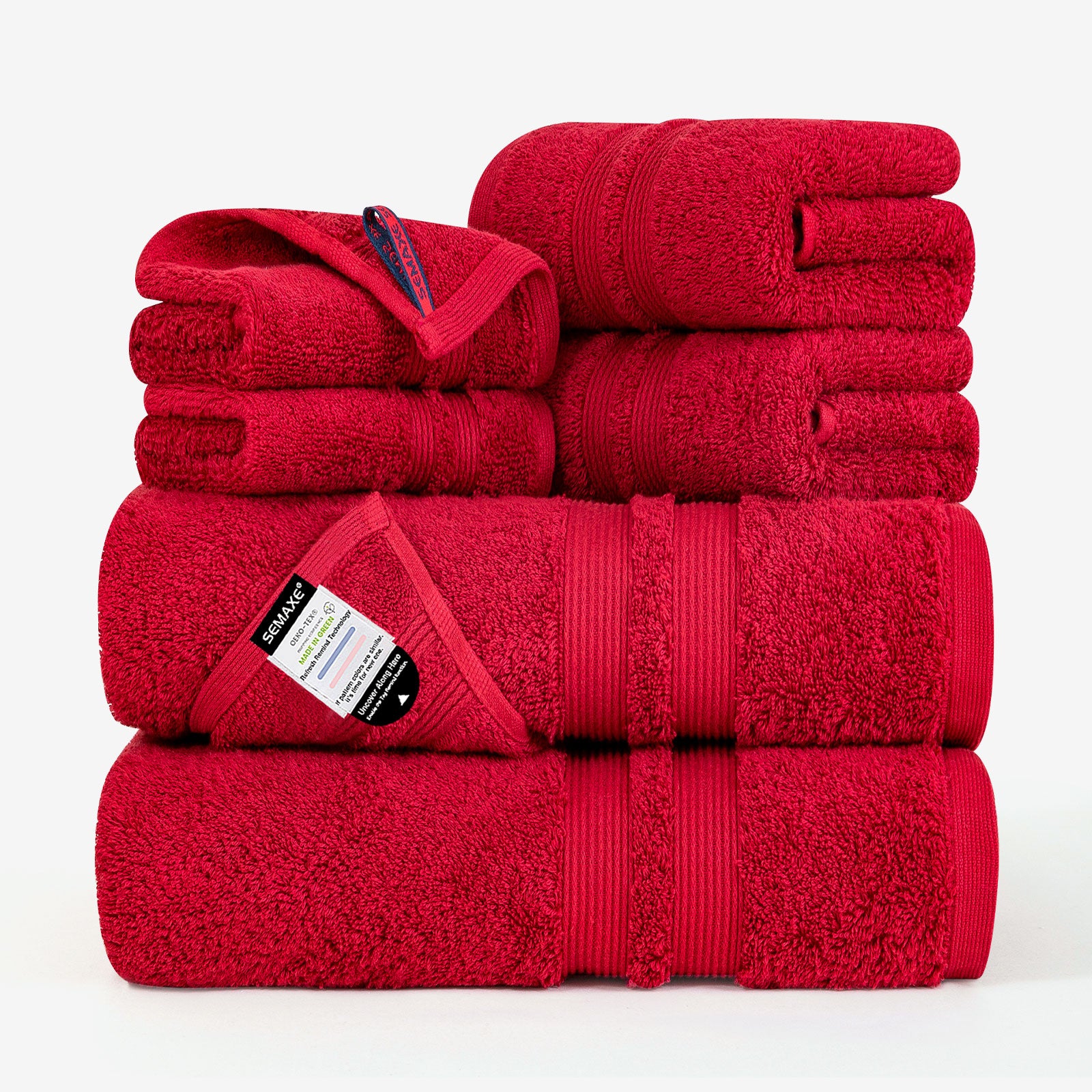 Thick & Fluffy Cotton 6-Piece Towel Set with Hanging Loop - 600GSM