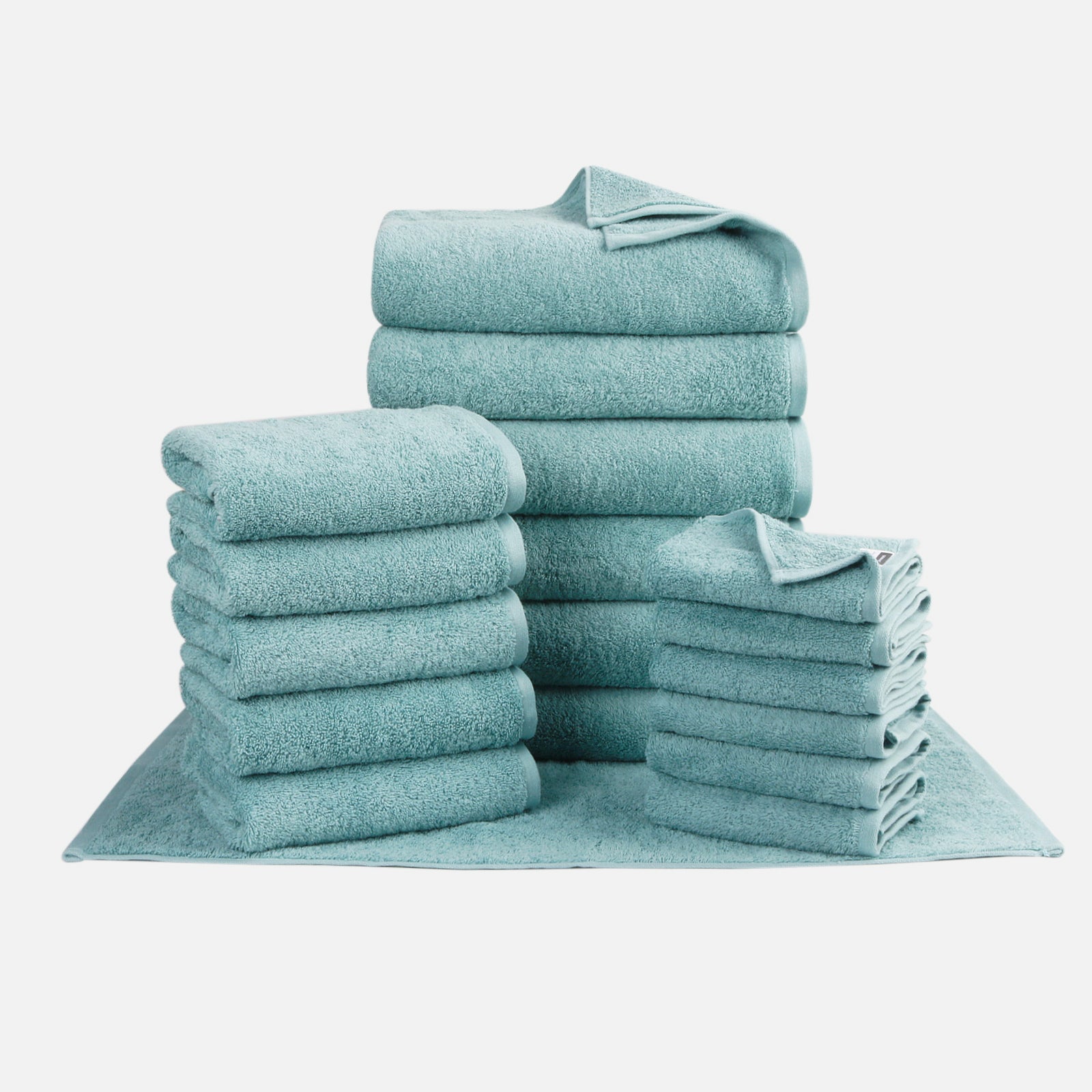 Set authentic of 18 Solid Bath Towels, School Gray