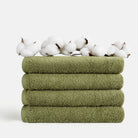 Fresh green SEMAXE hand towel set with 4 towels, size 40cm x 70cm, designed for lasting softness and optimal absorbency.