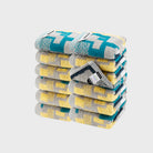 Add a splash of modern art to your kitchen or tea time with our Impression series 12-piece washcloth set. Each washcloth measures 35cm x 35cm, featuring abstract patterns in soothing greys and vibrant blues, ideal for both practical use and aesthetic charm.