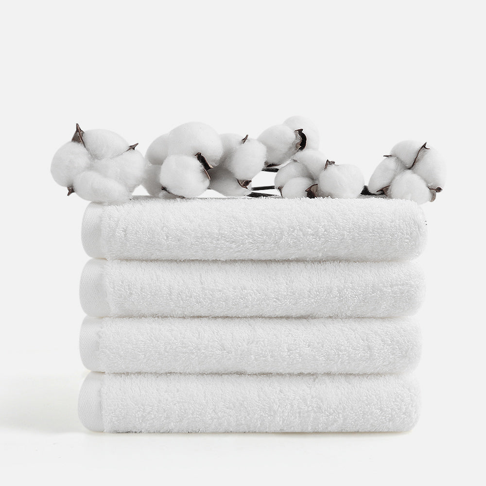 Classic white hand towel set from SEMAXE, includes 4 towels, 40cm x 70cm each, crafted for comfort and exceptional absorbency.