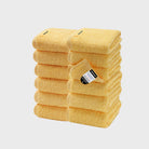 Vibrant yellow 12-piece washcloth set by SEMAXE, ideal for kitchen tasks or serving as tea towels, made from soft cotton