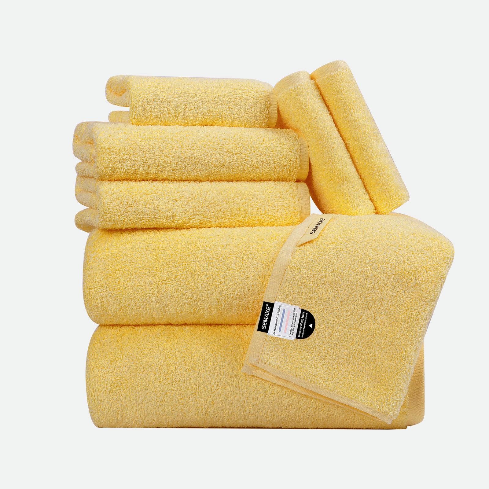 Lemon yellow 8-piece towel set