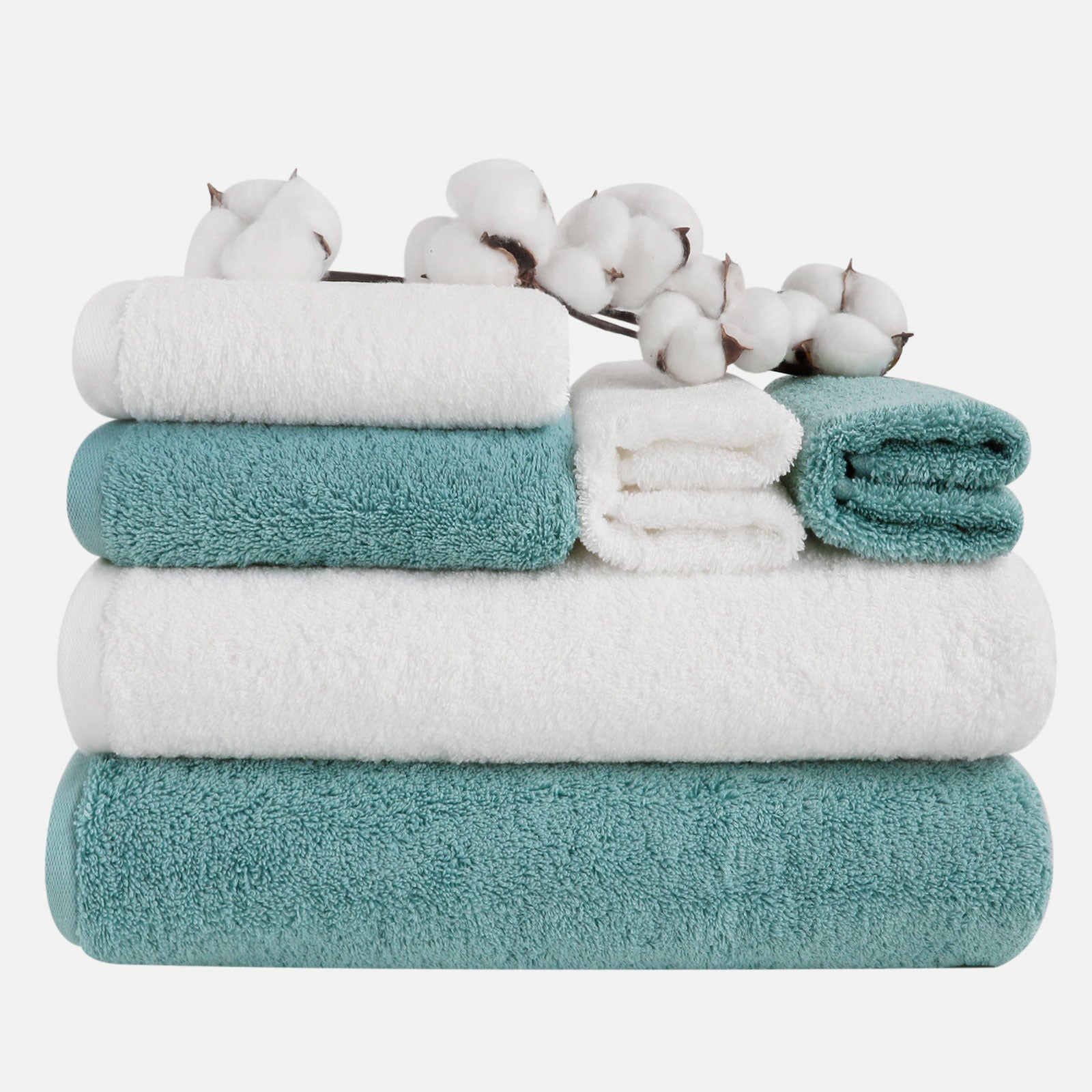 Set of 6 Bath Towels, Multi-Color Design, Perfect for Couples