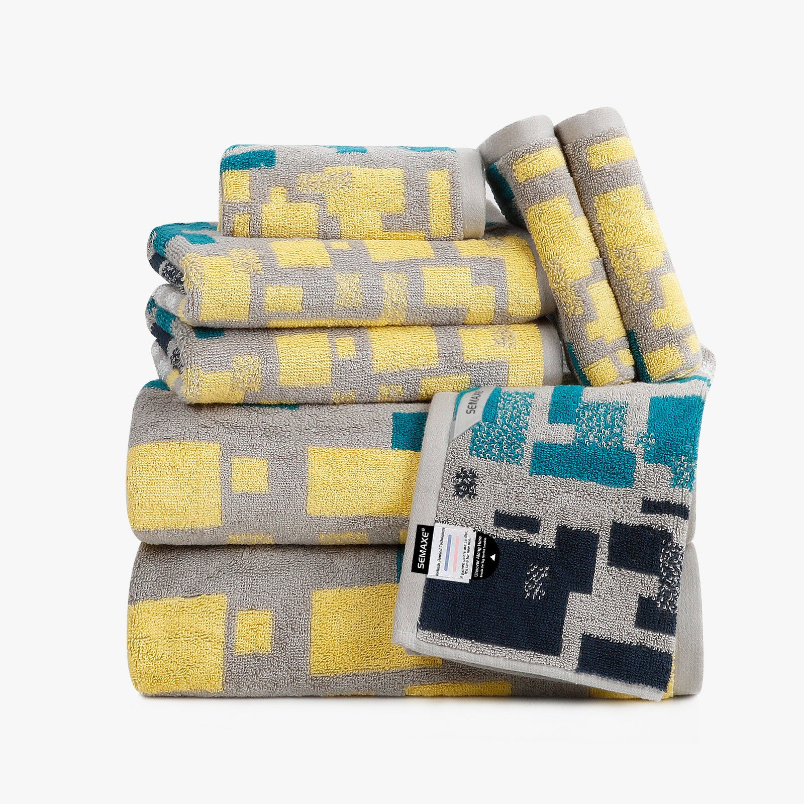 Geometric patterned 8-piece towel set