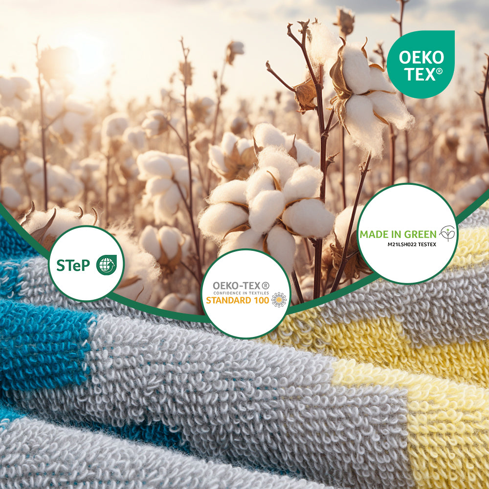 The "impression" series of towels has a dense and well-defined terry, and the material is OKEO certified, which confirms their safety, durability and softness