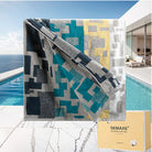 Colorful pool towels with geometric pattern come in elegant gift box