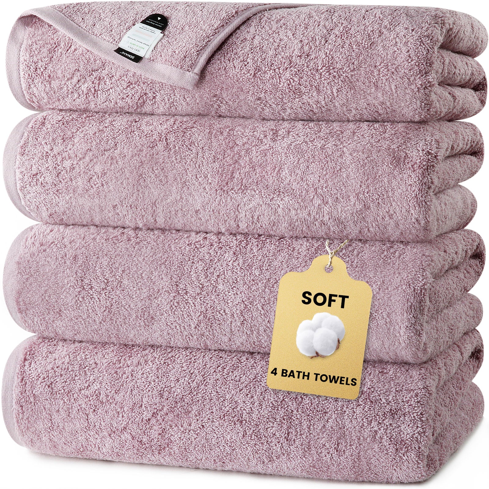 Combed Cotton Bath Towel with Hanging Loop 4 packed