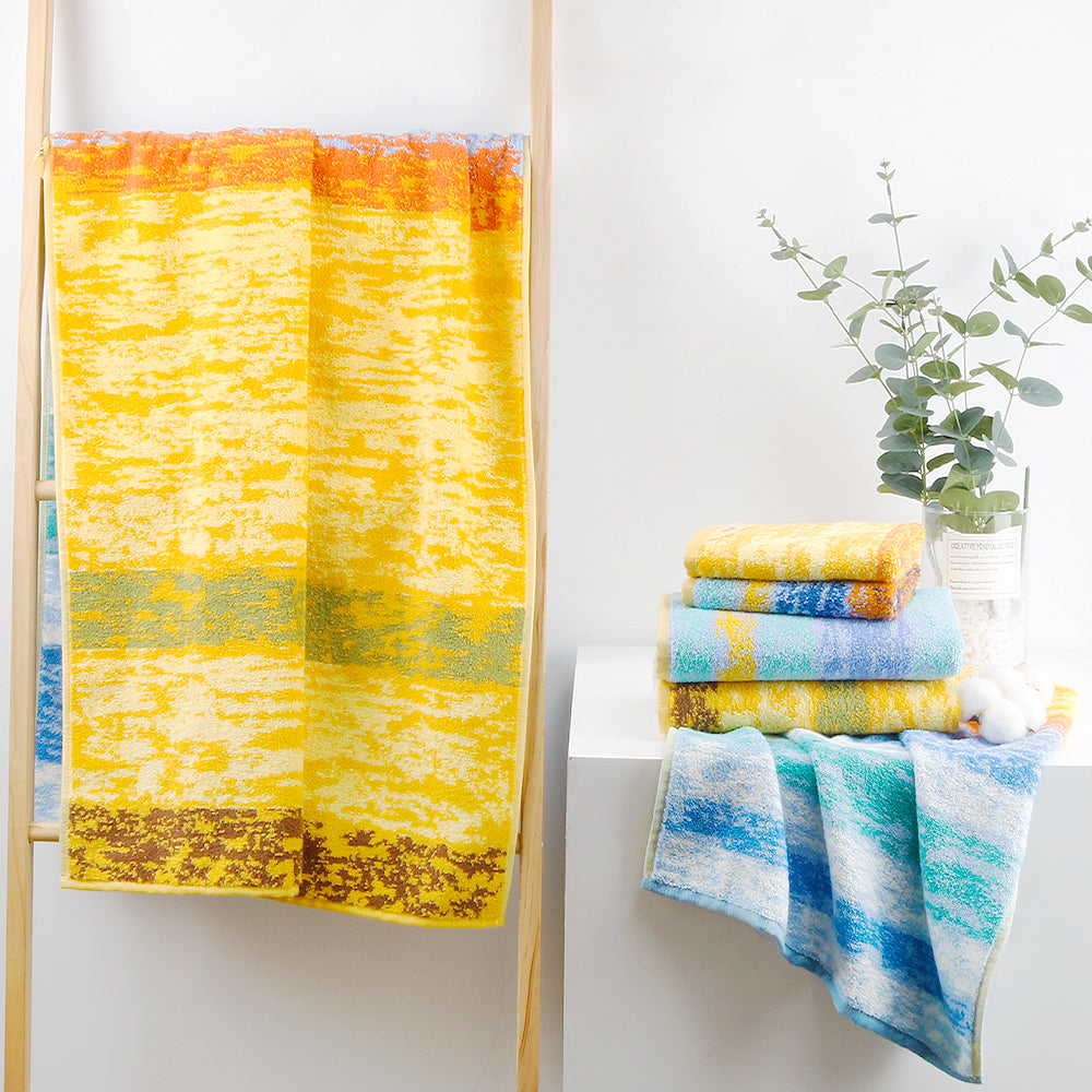 Yellow bathroom towel set sale