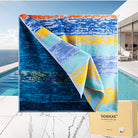 Colorful pool towel with artistic pattern inspired by Van Gogh's painting "The Starry Night"