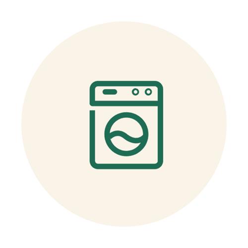 Icon denoting the easy-to-clean attribute of towels, symbolized by a washing machine for hassle-free care